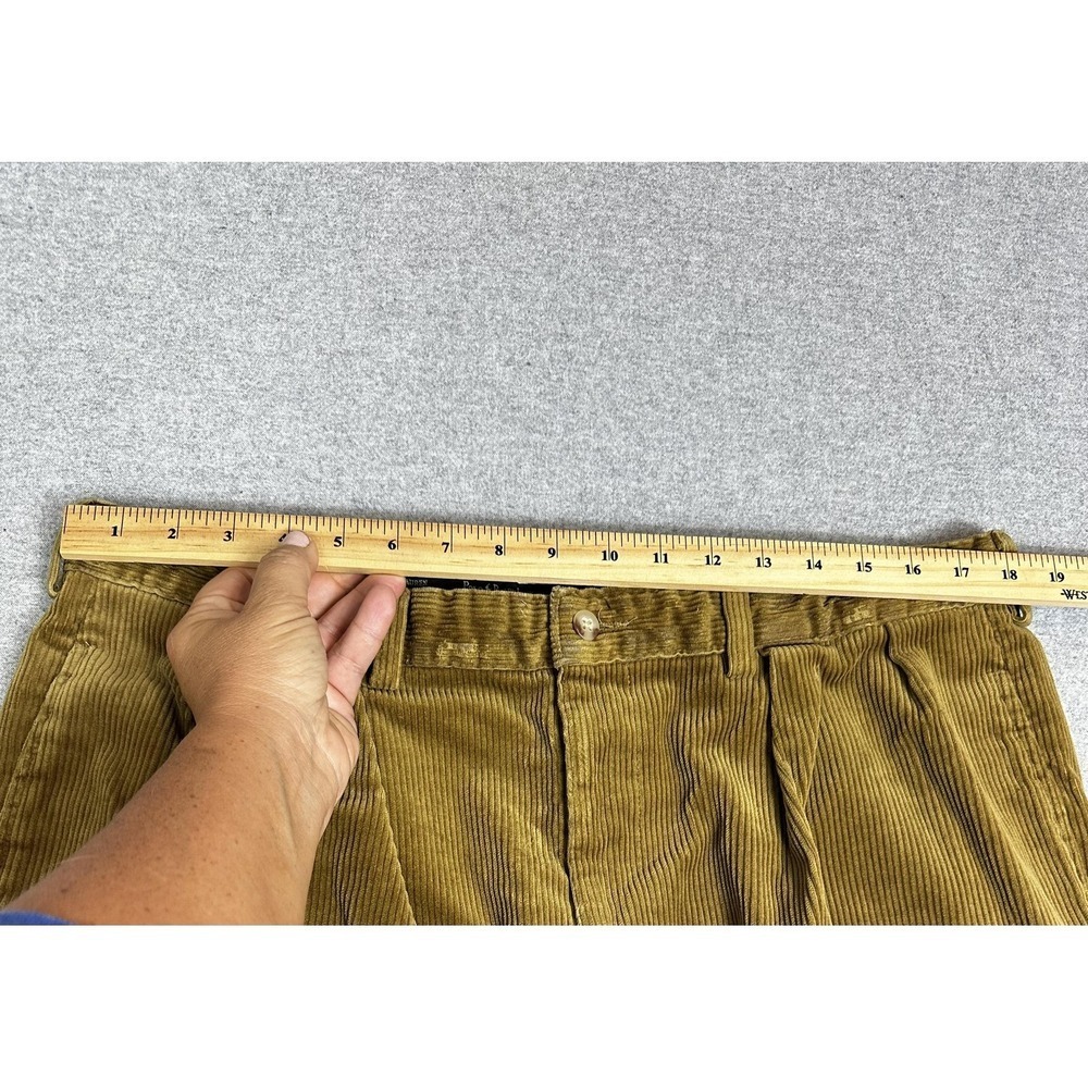 Polo Ralph Lauren Corduroy Pant Mens 38x30 Gold Double Pleat Made USA Wide Wale - Picture 5 of 9